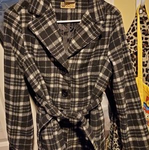 Odyn Pea Coat Plaid